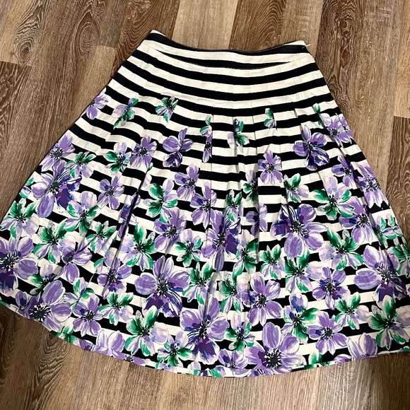 Talbots Floral pleated striped a-line midi skirt women’s - Picture 1 of 4